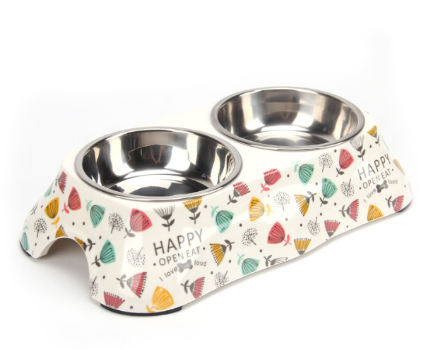 Double Cute Th&eacute;p kh&ocirc;ng gỉ Ch&eacute;n ch&oacute; Pet Bowl 1