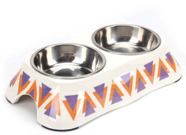 Double Cute Th&eacute;p kh&ocirc;ng gỉ Ch&eacute;n ch&oacute; Pet Bowl 2
