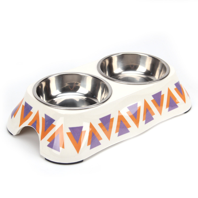 Thép không gỉ và melamine nhà thiết kế Chén thức ăn cho chó hoặc mèo