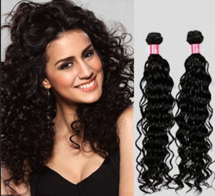Kinky Curly Indian Curly Human Hair Tangle Free 14 Inch Đen