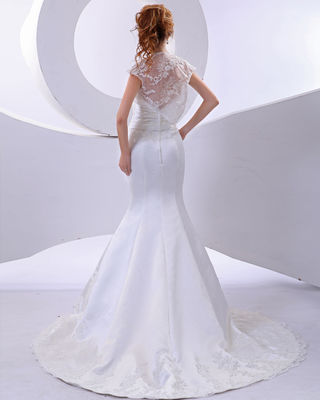 Cô nàng duy cá thanh lịch Hoa mạt vòng cổ váy váy cưới tay ngắn