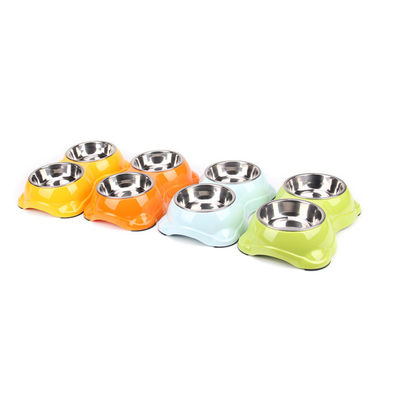 Thép không gỉ Pet Bowl kim loại Double mèo cho ăn con chó Bowl