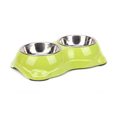 Thép không gỉ Pet Bowl kim loại Double mèo cho ăn con chó Bowl